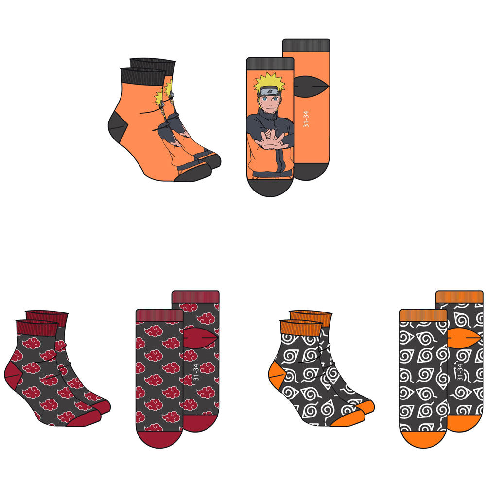 Naruto Shippuden assorted pack 3 socks adult - Image 2