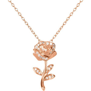 Disney Beauty and the Beast Rose sterling silver necklace