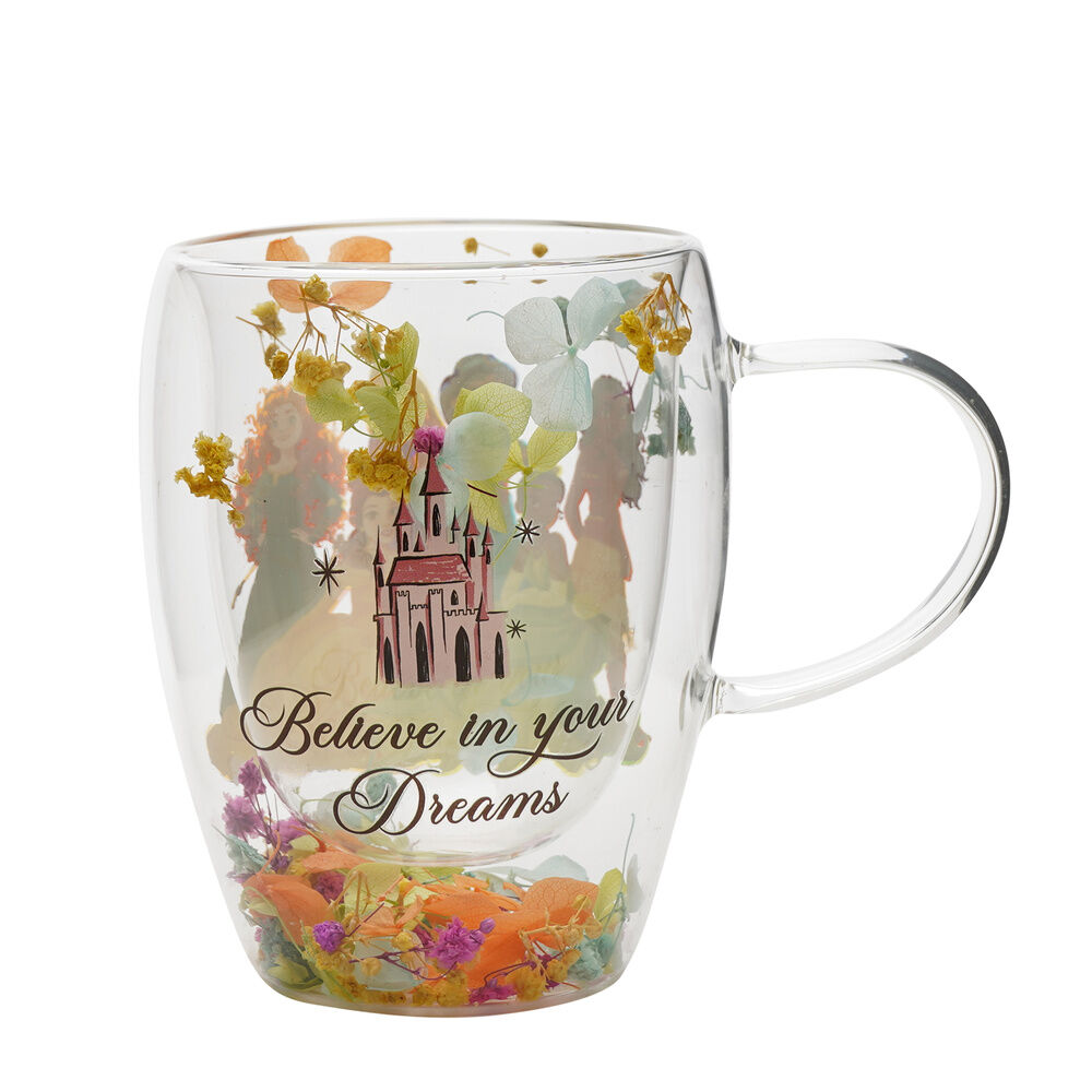 Disney Princess floral decorative glass mug - Image 2